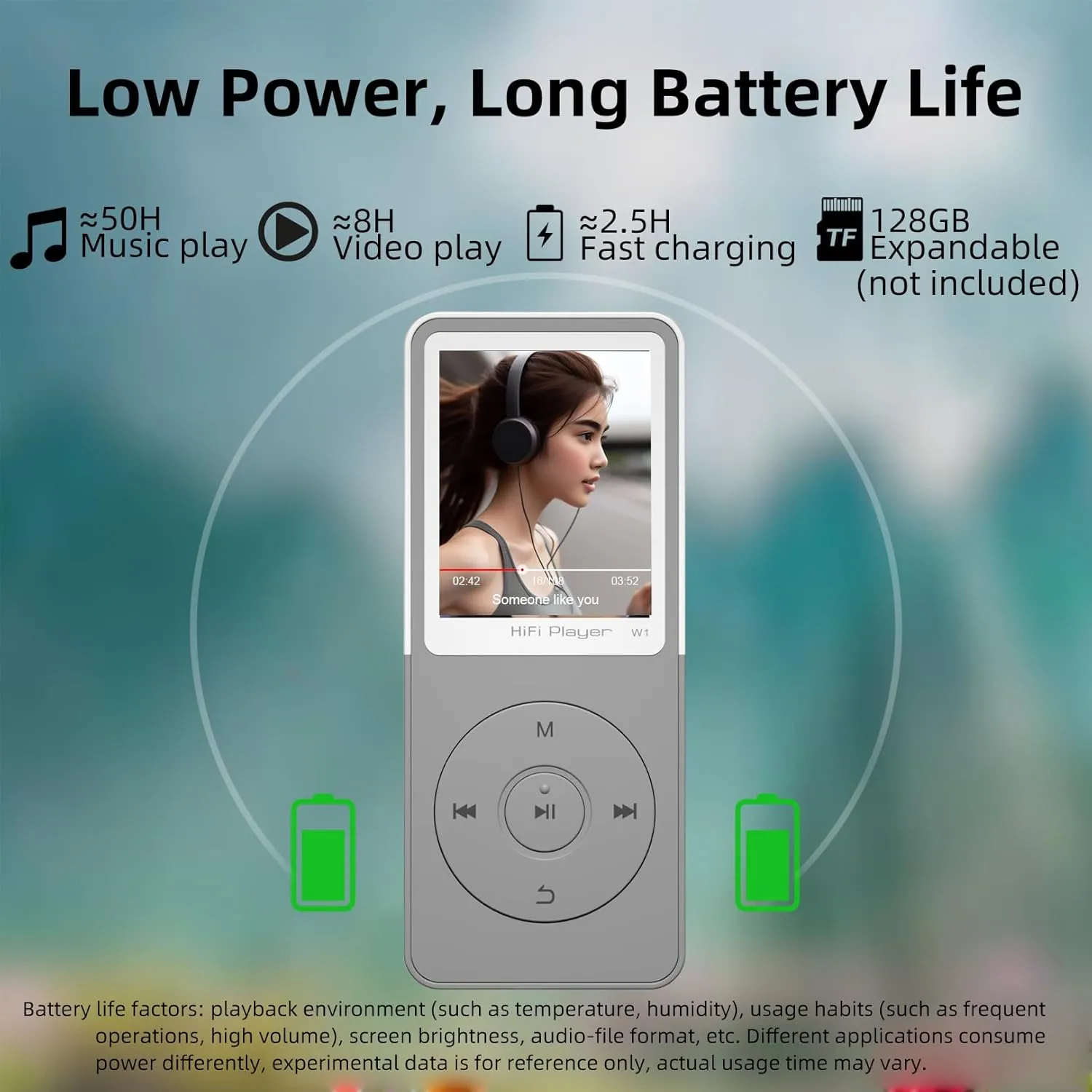 Bluetooth Mp3 Player, Classic Portable Mp3 & Mp4 Players for Kids,HiFi Music Player with Video Play,FM Radio,Recording,E-Book,Alarm Clock,Mp3 Play up to 50 Hours with SD Card Slot Grey 16GB