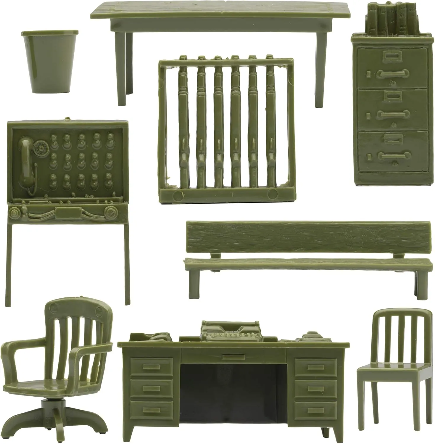 BMC Classic Marx Military Base Camp - 44pc Plastic Army Men Playset Accessories