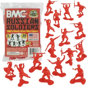 BMC Classic Marx Russian Plastic Army Men - Red 36pc WW2 Soldier Figures US Made