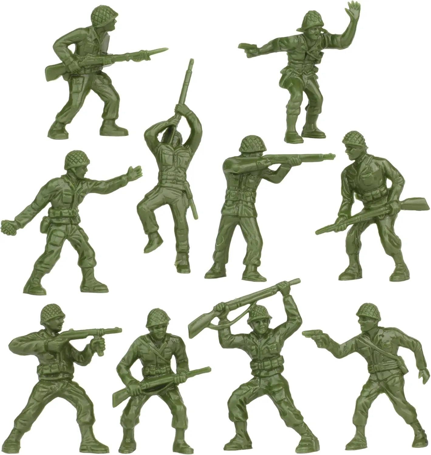 BMC Classic OD Green Plastic Army Men - 40pc WW2 Soldier Figures - Made in USA