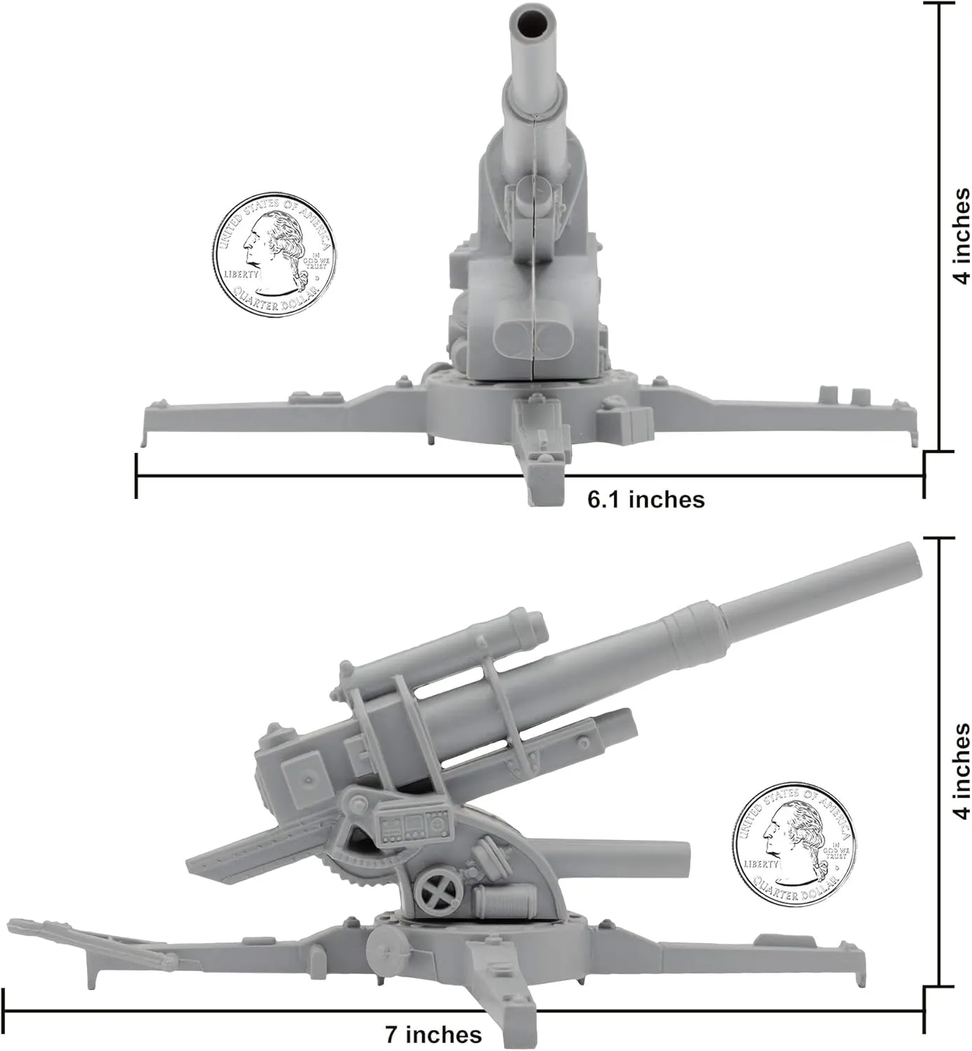 BMC Classic WW2 German 88mm Artillery - 2pc Gray Plastic Army Men Accessories