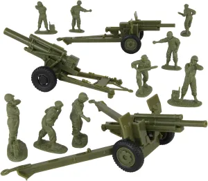 BMC CTS WW2 US Howitzer Artillery & Crew 12pc OD Green Plastic Army Men Playset