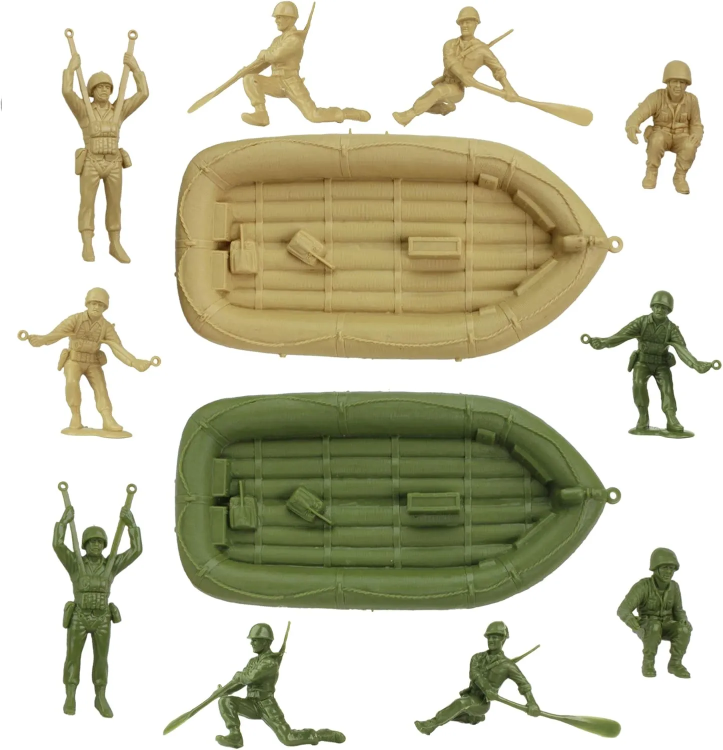 BMC Marx Plastic Army Men Beach Assault - Green vs Tan 24pc WW2 US Soldiers - Made in USA