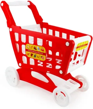 Boley Mart Red Shopping Cart Toy for Kids and Toddlers - Pretend Play Grocery Shopping Cart with Wheels - 20x18 inches - Easy Assembly - Child-Safe and Durable - Ages 3 