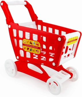 Boley Mart Red Shopping Cart Toy for Kids and Toddlers - Pretend Play Grocery Shopping Cart with Wheels - 20x18 inches - Easy Assembly - Child-Safe and Durable - Ages 3 
