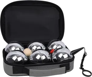 Boules Set Large Action Game, Outdoor, Beach, Lawn Backyard Family Party Games for Adults - Metal Bocce Ball Set with Carrying Case(Gray)
