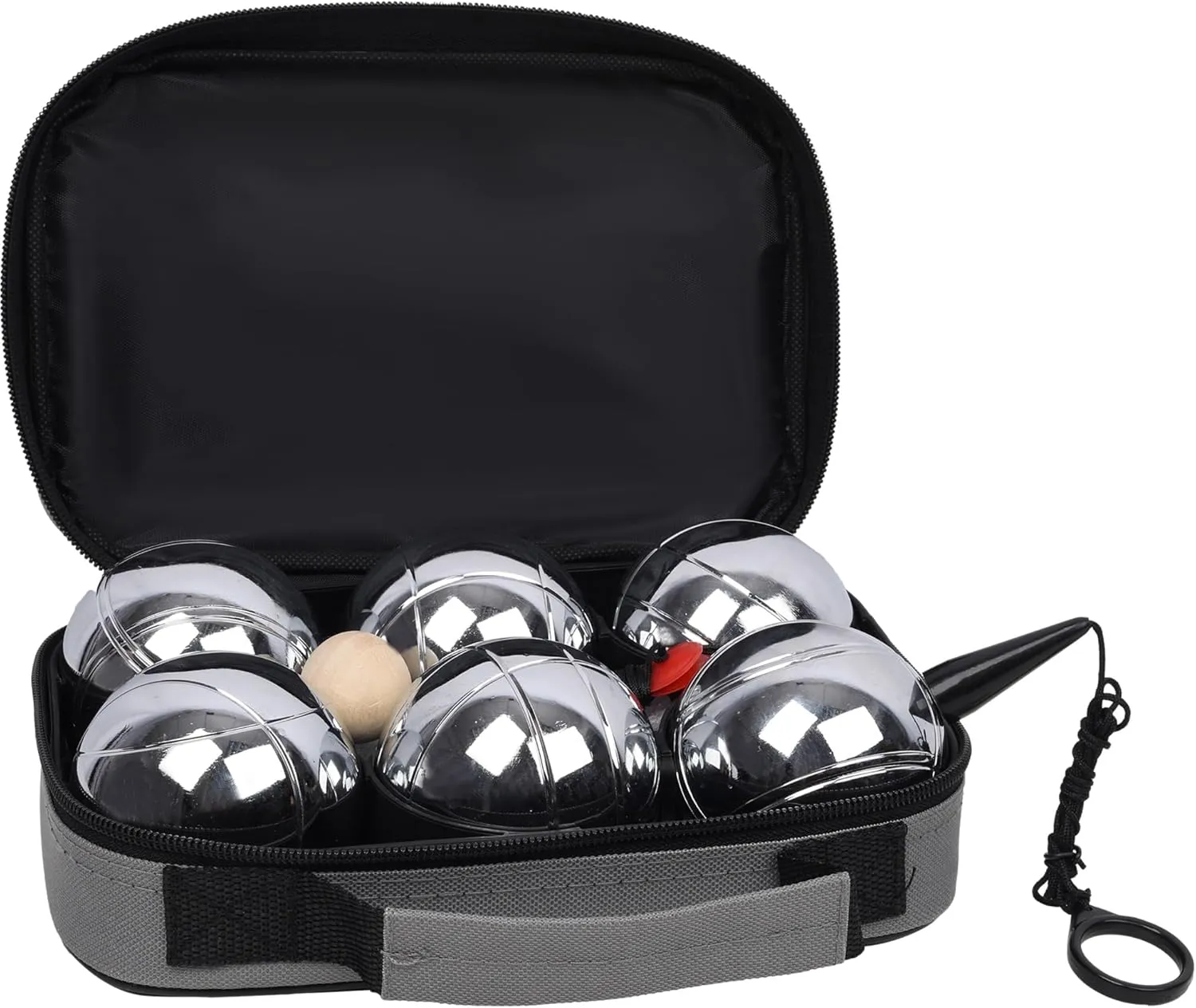 Boules Set Large Action Game, Outdoor, Beach, Lawn Backyard Family Party Games for Adults - Metal Bocce Ball Set with Carrying Case(Gray)