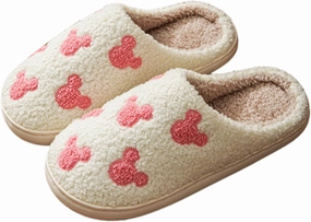Bow Slippers for Women & Men - Floral Memory Foam Plush Slippers, Cute Cartoon Design, Warm Fluffy Fur Lined, Indoor Outdoor House Home Bedroom Shoes