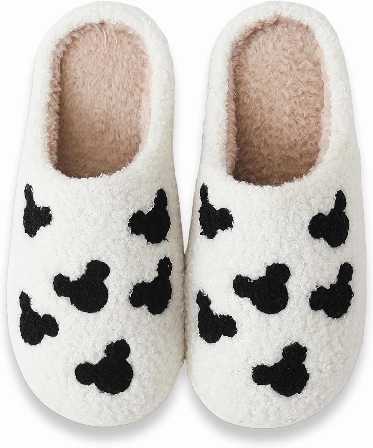 Bow Slippers for Women & Men - Floral Memory Foam Plush Slippers, Cute Cartoon Design, Warm Fluffy Fur Lined, Indoor Outdoor House Home Bedroom Shoes