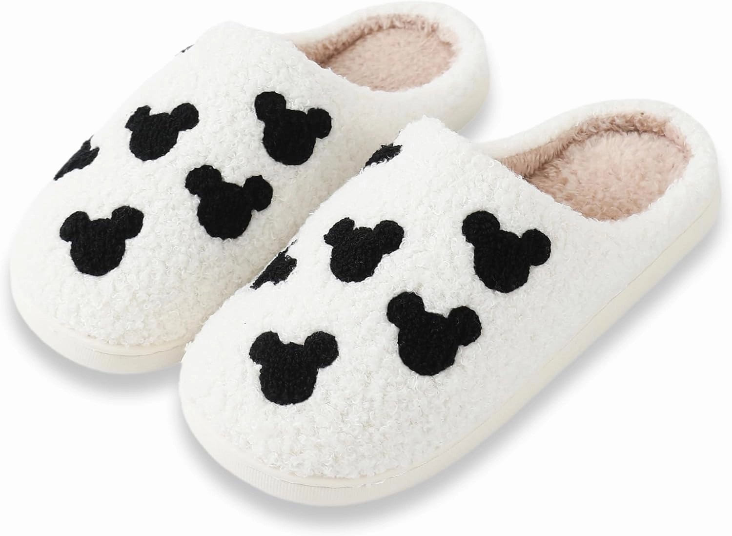 Bow Slippers for Women & Men - Floral Memory Foam Plush Slippers, Cute Cartoon Design, Warm Fluffy Fur Lined, Indoor Outdoor House Home Bedroom Shoes