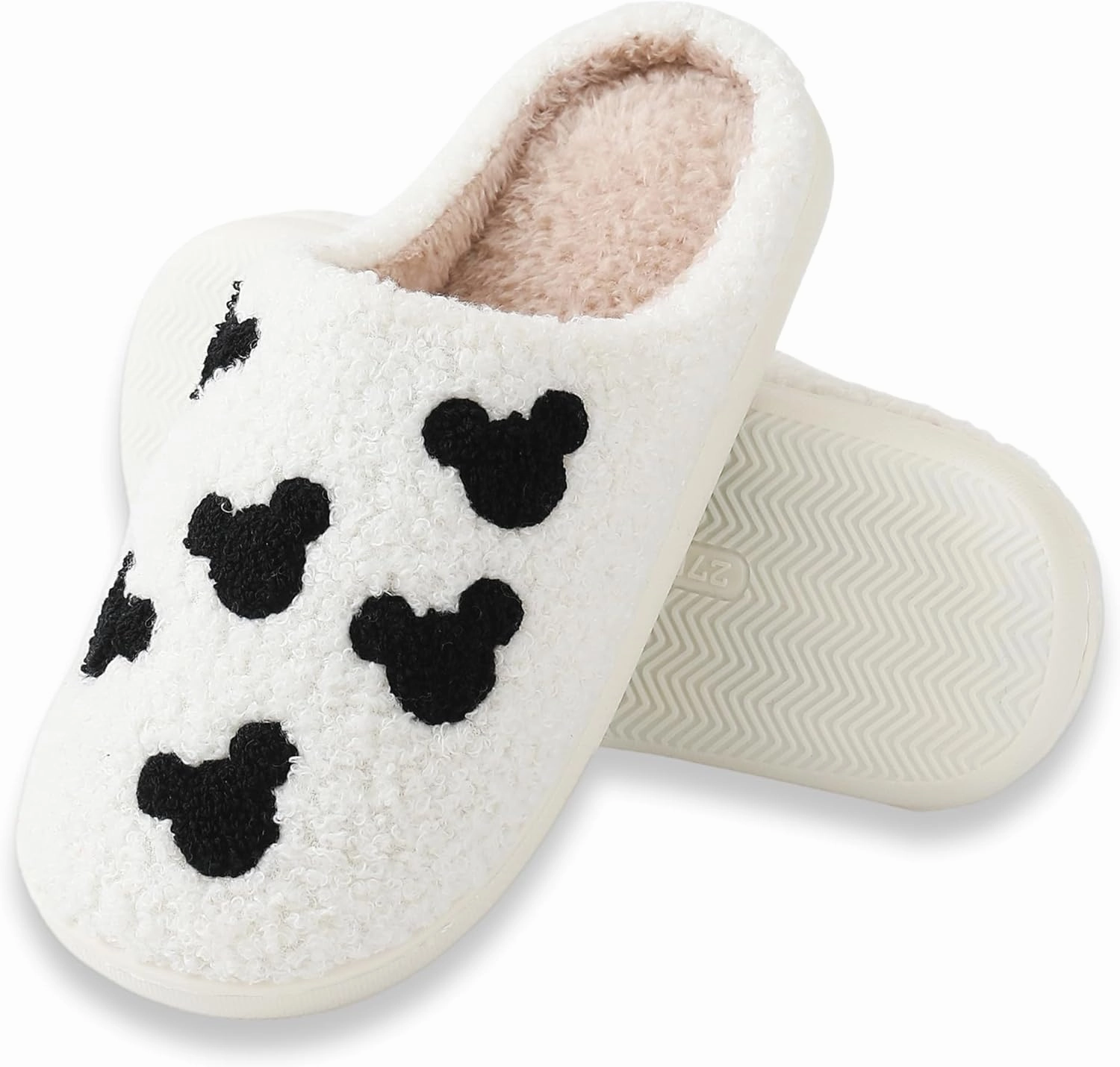 Bow Slippers for Women & Men - Floral Memory Foam Plush Slippers, Cute Cartoon Design, Warm Fluffy Fur Lined, Indoor Outdoor House Home Bedroom Shoes