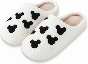 Bow Slippers for Women & Men - Floral Memory Foam Plush Slippers, Cute Cartoon Design, Warm Fluffy Fur Lined, Indoor Outdoor House Home Bedroom Shoes