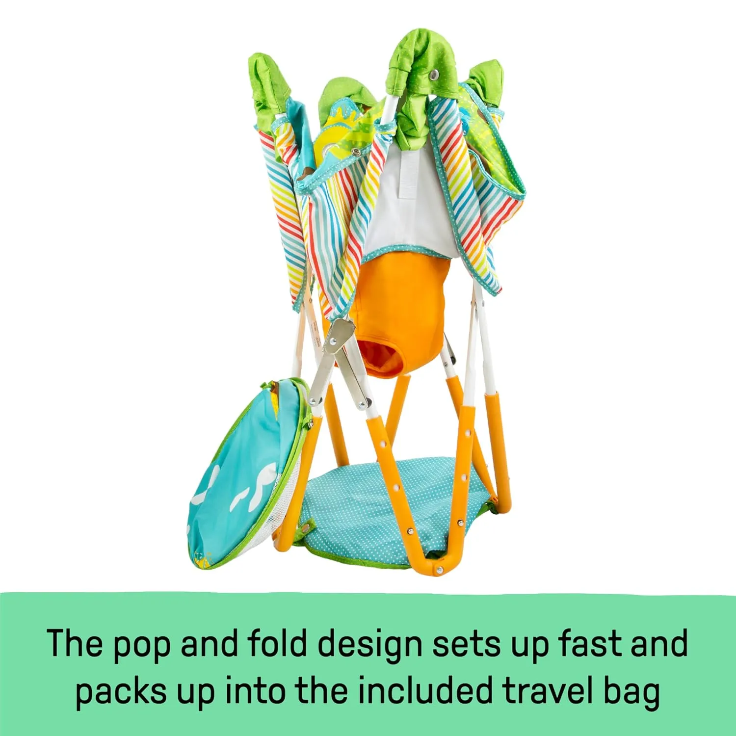 Bright Starts, Pop 'N Jump SE Portable Baby Activity Center, Indoor Outdoor Use, Lightweight, Carrying Bag, Canopy, 6-12 Months (Sweets)