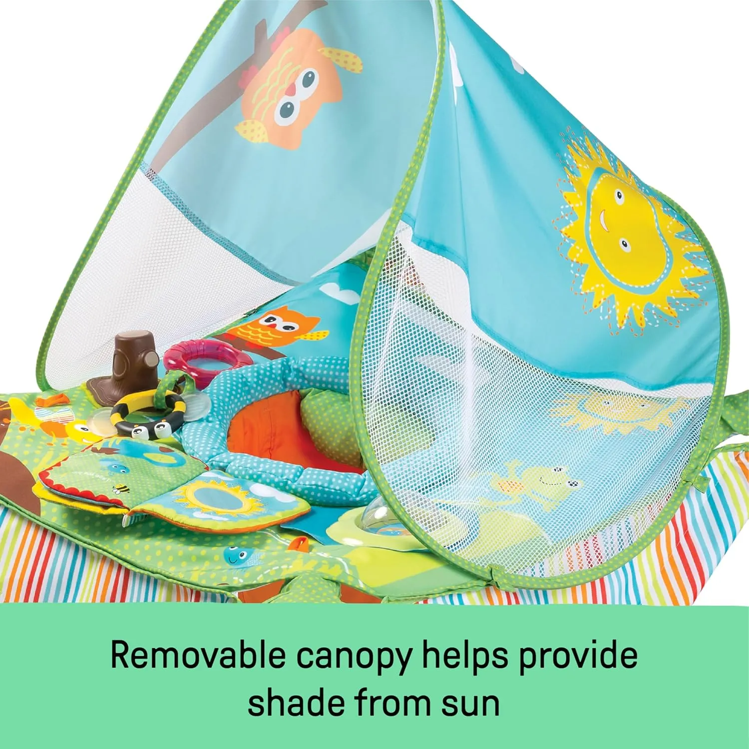 Bright Starts, Pop 'N Jump SE Portable Baby Activity Center, Indoor Outdoor Use, Lightweight, Carrying Bag, Canopy, 6-12 Months (Sweets)