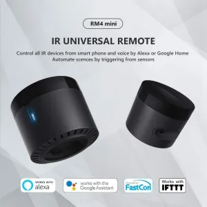 Bundle of Broadlink RM4 Mini Universal IR Audio Video Remote Control and Broadlink Rmote Sensor Accessory