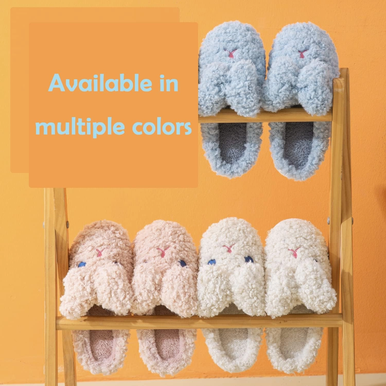Bunny Slippers for Women Cute Animal Slippers Cozy Memory Foam House Slippers Warm Fleece Lining Soft Plush Non-Slip Sole Indoor Outdoor Shoes