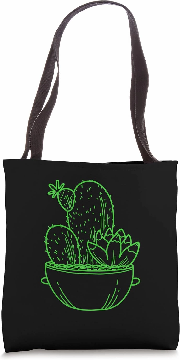 Cactus Plant Drawing Cute Succulent Indoor Perennial Tote Bag