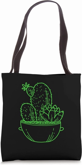 Cactus Plant Drawing Cute Succulent Indoor Perennial Tote Bag