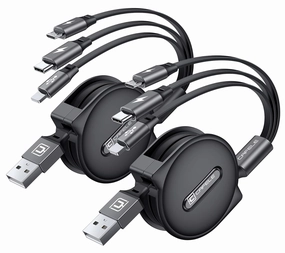CAFELE [2025 Upgraded Multi Charging Cable, 3 in 1 Retractable USB Charging Cable with Type C, Micro USB, Phone Port, Multiple Fast Charger Cord for Phone 14 13 12 11 XS XR X 8 7 6 SE, Galaxy(4ft)