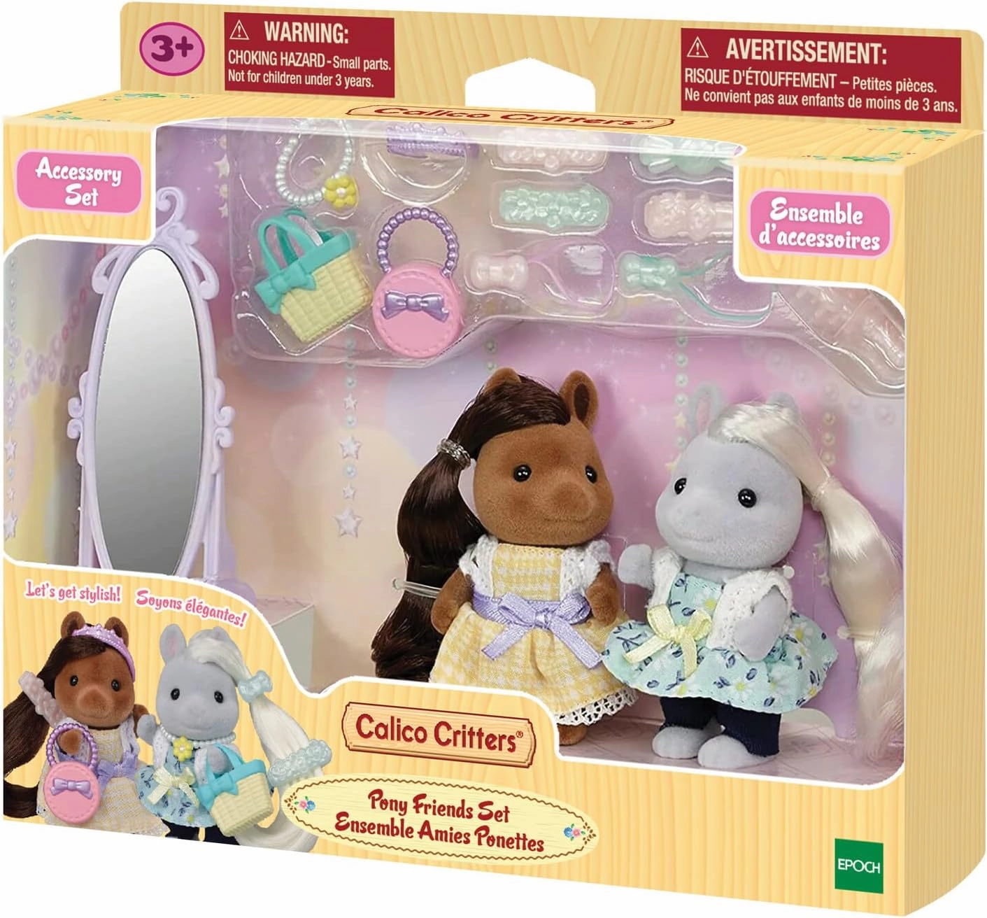 Calico Critters Bella,Giselle Pony Friends Set, Dollhouse Playset with Figures and Accessories