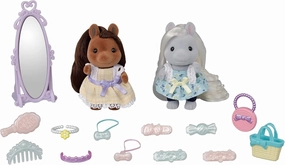 Calico Critters Bella,Giselle Pony Friends Set, Dollhouse Playset with Figures and Accessories