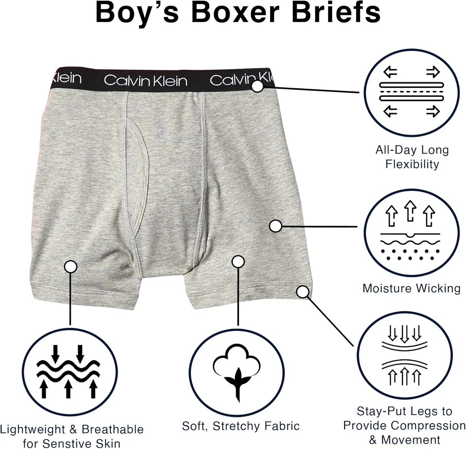 Calvin Klein Boys' Modern Cotton Boxer Briefs (5 Pack)