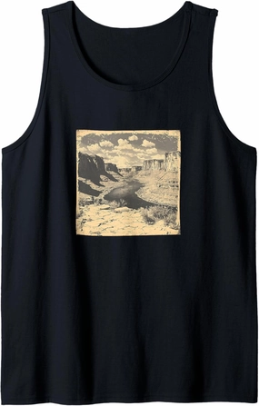 Canyon With River Vintage Landscape Graphic Tank Top