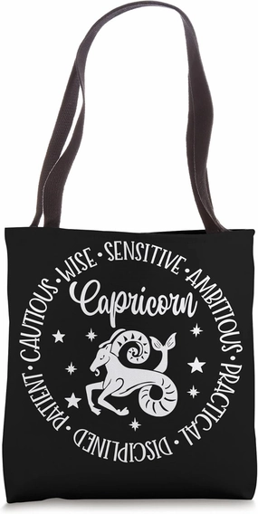 Capricorn Wise Sensitive Cautious Patient Zodiac Star Sign Tote Bag
