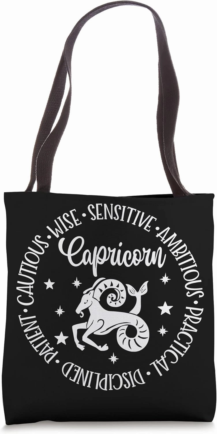 Capricorn Wise Sensitive Cautious Patient Zodiac Star Sign Tote Bag