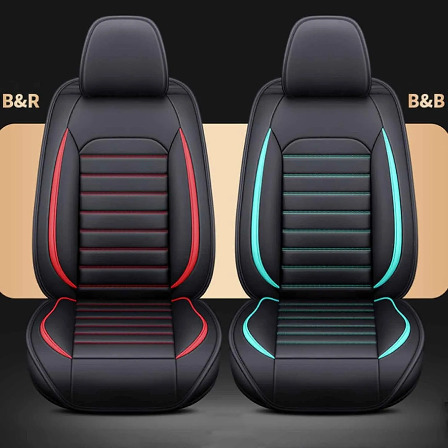 Car Seat Cover Waterproof Full Set Leather, for Smart Brabus forfour (W 453) 2016 2017 2018, Leather 5-Seat Car Seat Covers All Weather Front and Rear Seat Cover Protector (Color : B)