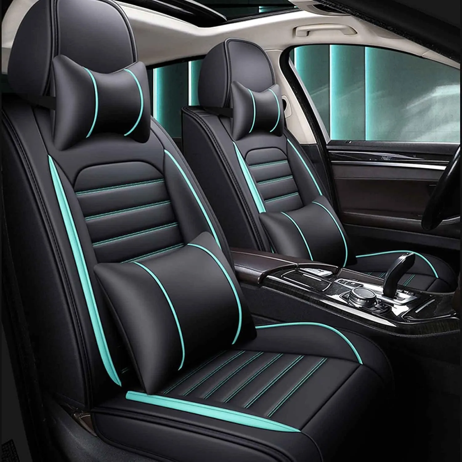 Car Seat Cover Waterproof Full Set Leather, for Smart Brabus forfour (W 453) 2016 2017 2018, Leather 5-Seat Car Seat Covers All Weather Front and Rear Seat Cover Protector (Color : B)