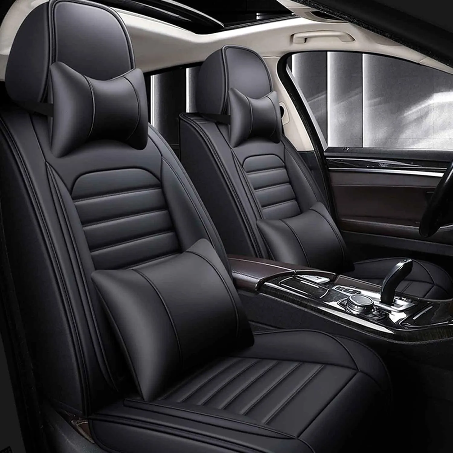 Car Seat Cover Waterproof Full Set Leather, for Smart Brabus forfour (W 453) 2016 2017 2018, Leather 5-Seat Car Seat Covers All Weather Front and Rear Seat Cover Protector (Color : C)