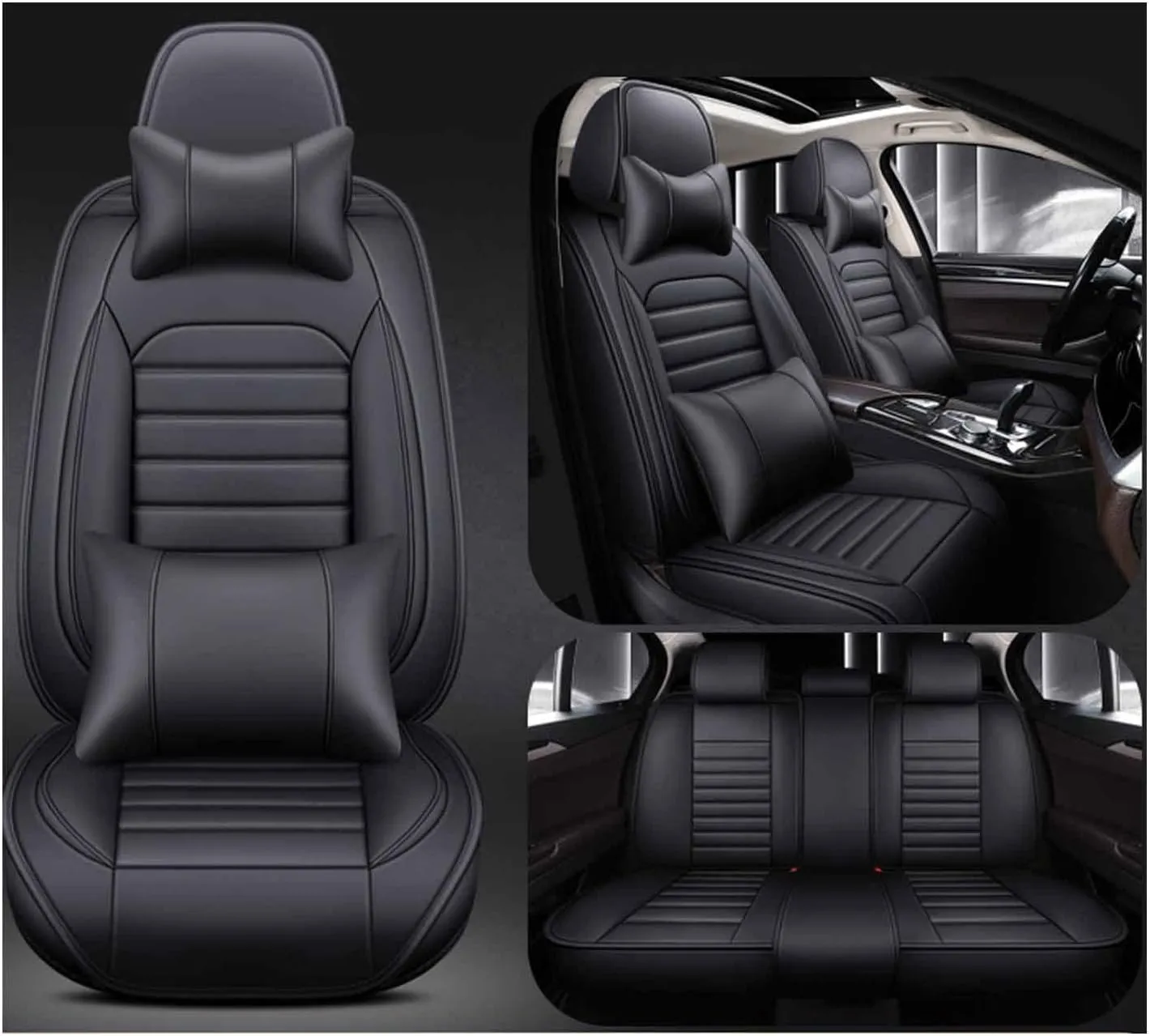 Car Seat Cover Waterproof Full Set Leather, for Smart Brabus forfour (W 453) 2016 2017 2018, Leather 5-Seat Car Seat Covers All Weather Front and Rear Seat Cover Protector (Color : C)