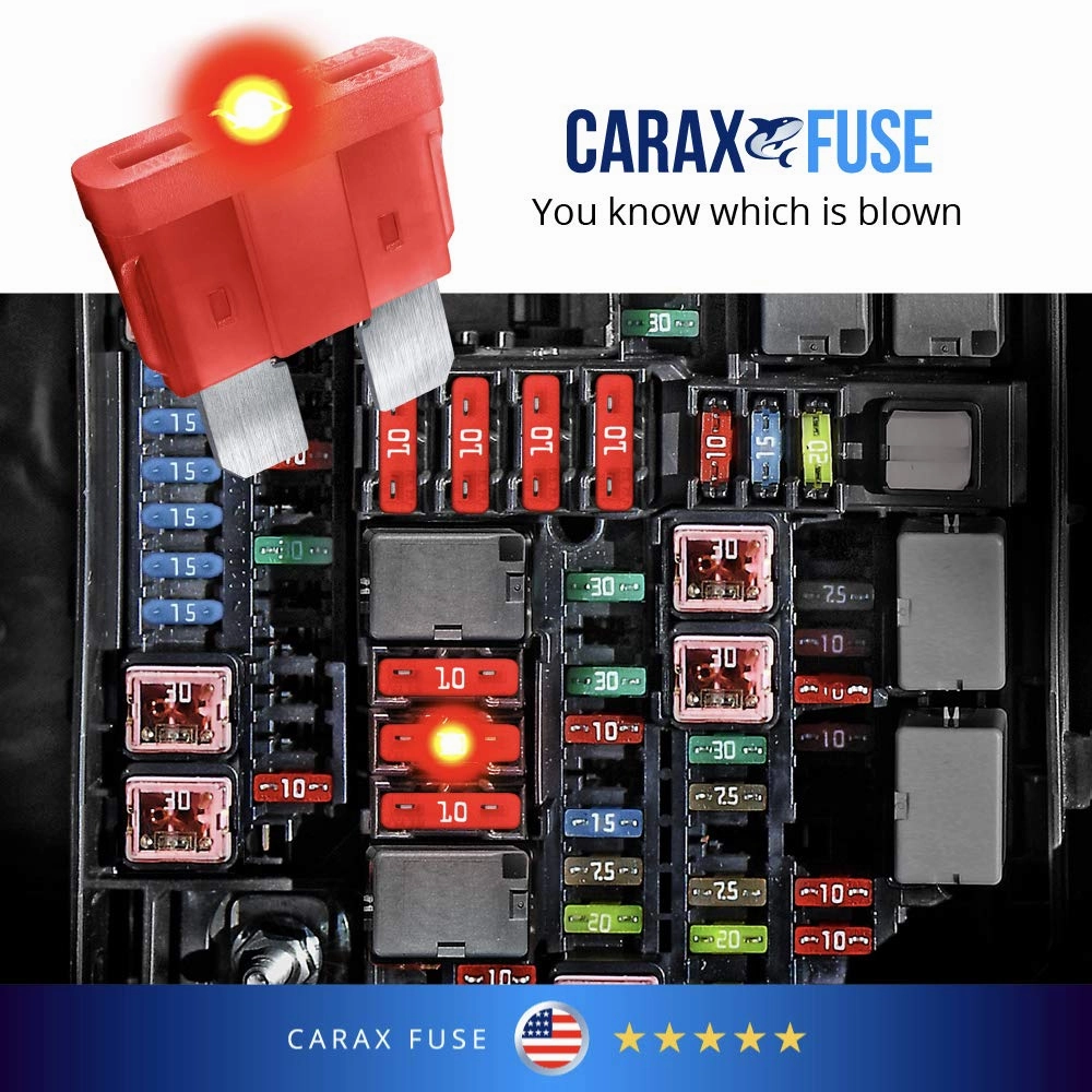 CARAX Glow Fuse Premium ATC/ATO/ATS LED Automotive Fuse Smart Auto Glow for Easy Identification Mix 100 pcs