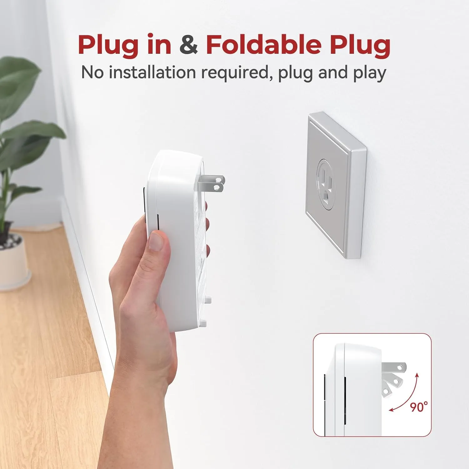 Carbon Monoxide Detectors Plug in,10 Year Replaceable Battery Operated Co Monitor Alarm,Plug and Play Co Detector,Portable Carbon Monoxide Detector for Home,Traval,RV,Hotel GS846A 1 Pack
