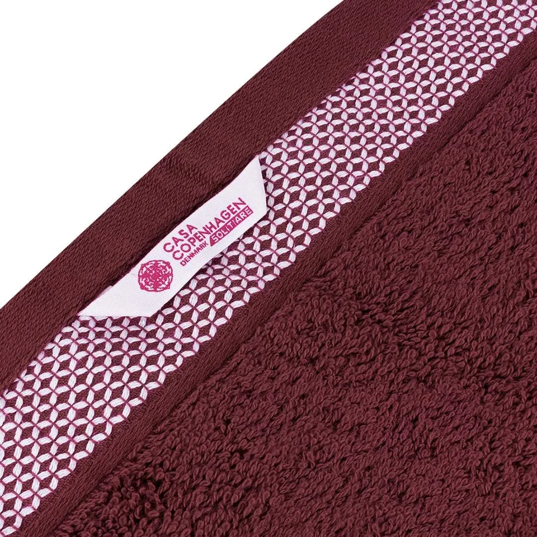 CASA COPENHAGEN Solitaire Mix 6 Pieces Towel Set- Navy Blue   Burgundy, 600 GSM 2Bath Towel 2Hand Towel 2Washcloth, Designed in Denmark Made of Soft Egyptian Cotton for Bathroom, Kitchen & Shower