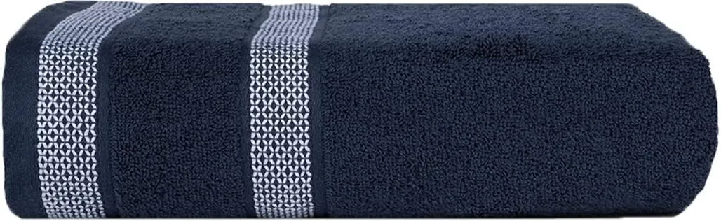 CASA COPENHAGEN Solitaire Mix 6 Pieces Towel Set- Navy Blue   Burgundy, 600 GSM 2Bath Towel 2Hand Towel 2Washcloth, Designed in Denmark Made of Soft Egyptian Cotton for Bathroom, Kitchen & Shower