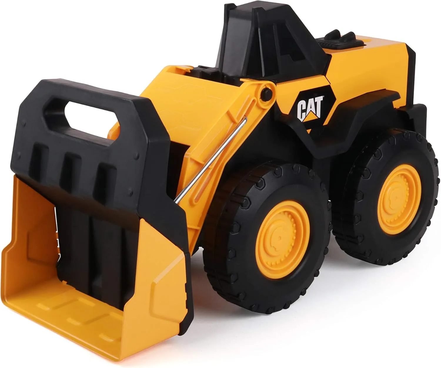 CAT Construction Toys, Steel Wheel Loader 16” – Real Steel Body, Working Arm & Bucket, Oversize All-Terrain Wheels, Heavy-Duty Construction Vehicle for Indoor/Outdoor Play, Kids Ages 3  