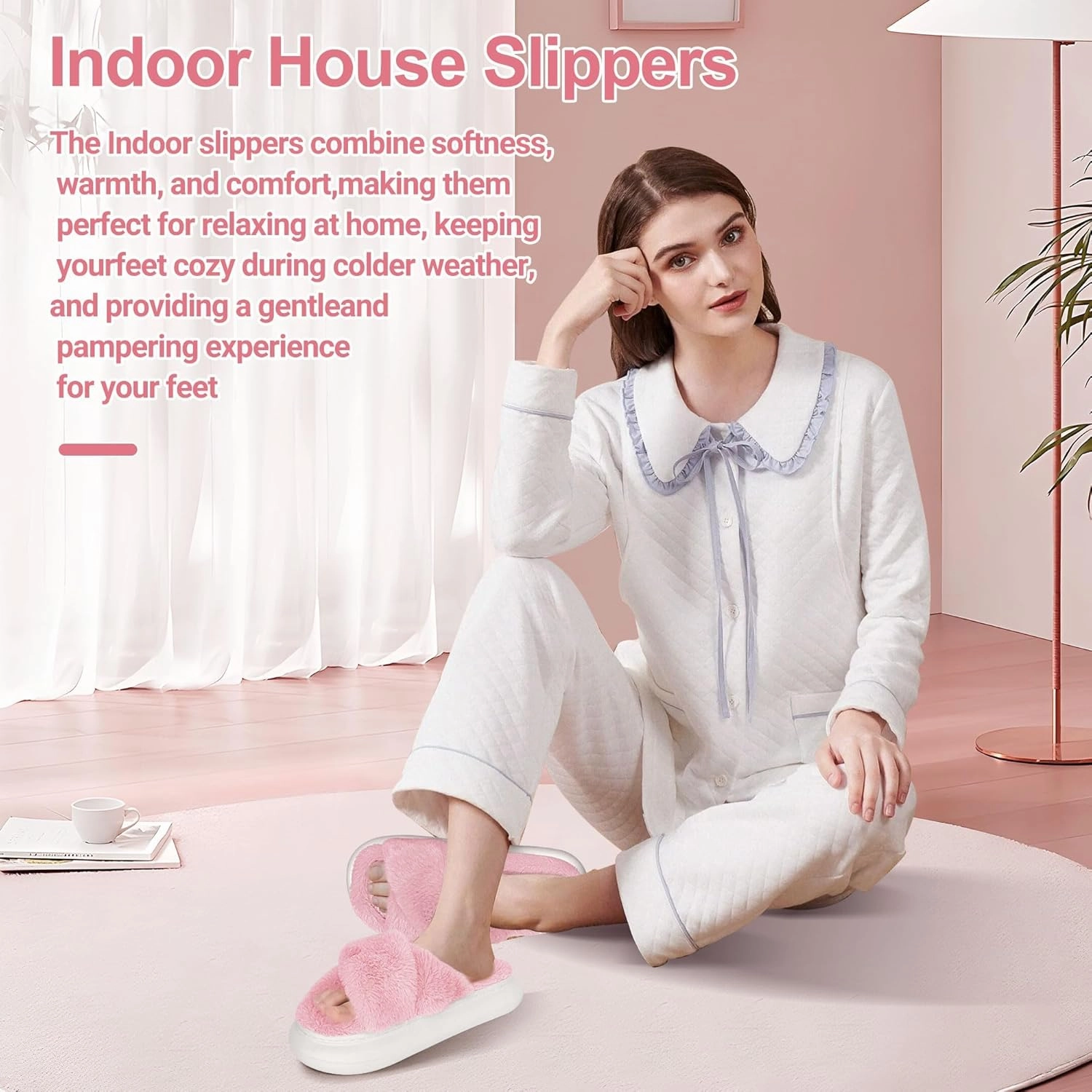 Cat Face Slippers for Women Soft Plush Fuzzy Kawaii Women's Slippers Ultra Comfy Cute House Shoes Open Toe Indoor Outdoor Soft Thick Sole