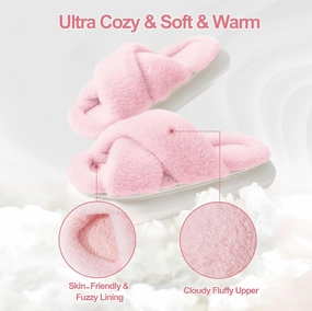 Cat Face Slippers for Women Soft Plush Fuzzy Kawaii Women's Slippers Ultra Comfy Cute House Shoes Open Toe Indoor Outdoor Soft Thick Sole
