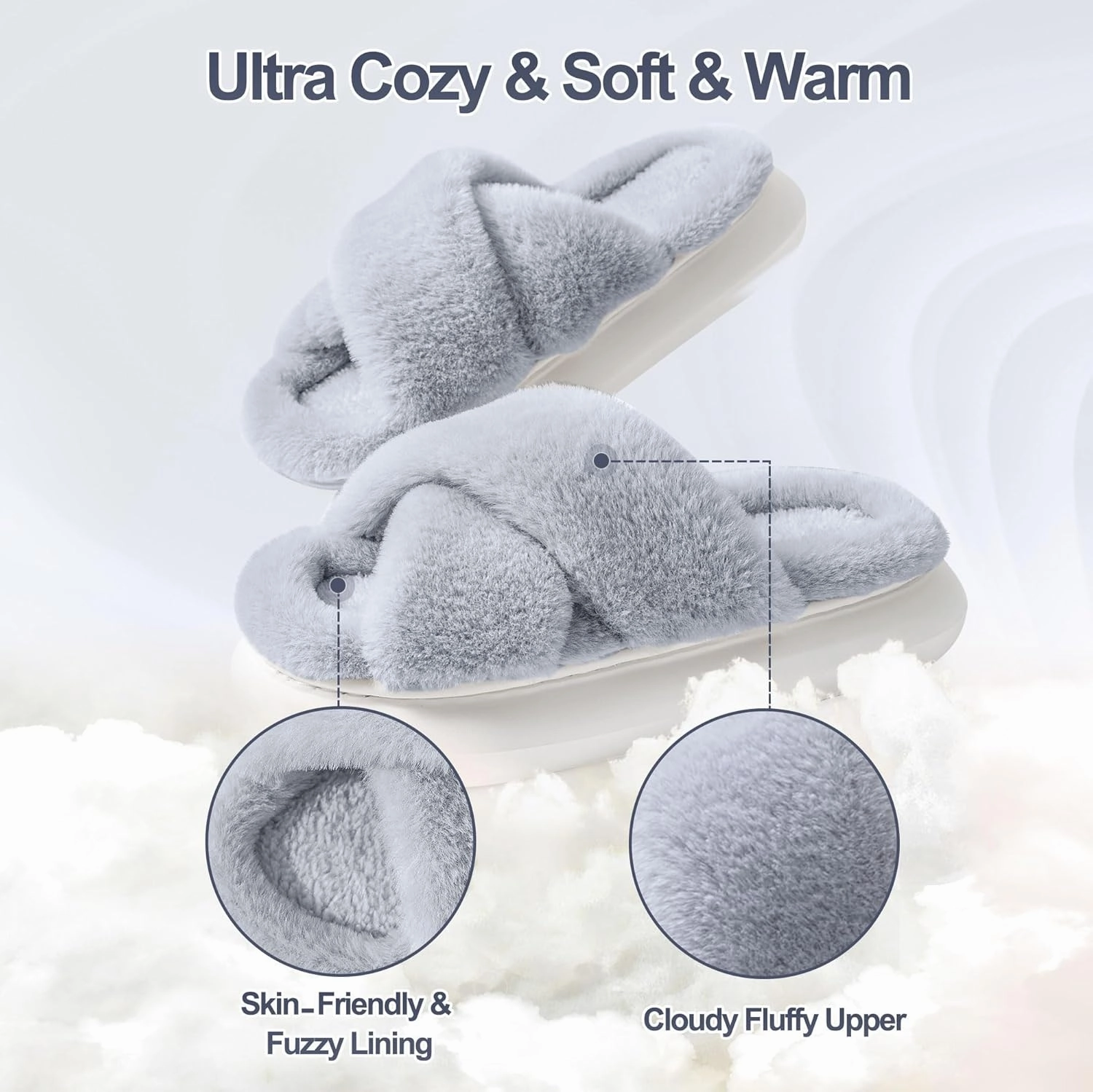 Cat Face Slippers for Women Soft Plush Fuzzy Kawaii Women's Slippers Ultra Comfy Cute House Shoes Open Toe Indoor Outdoor Soft Thick Sole