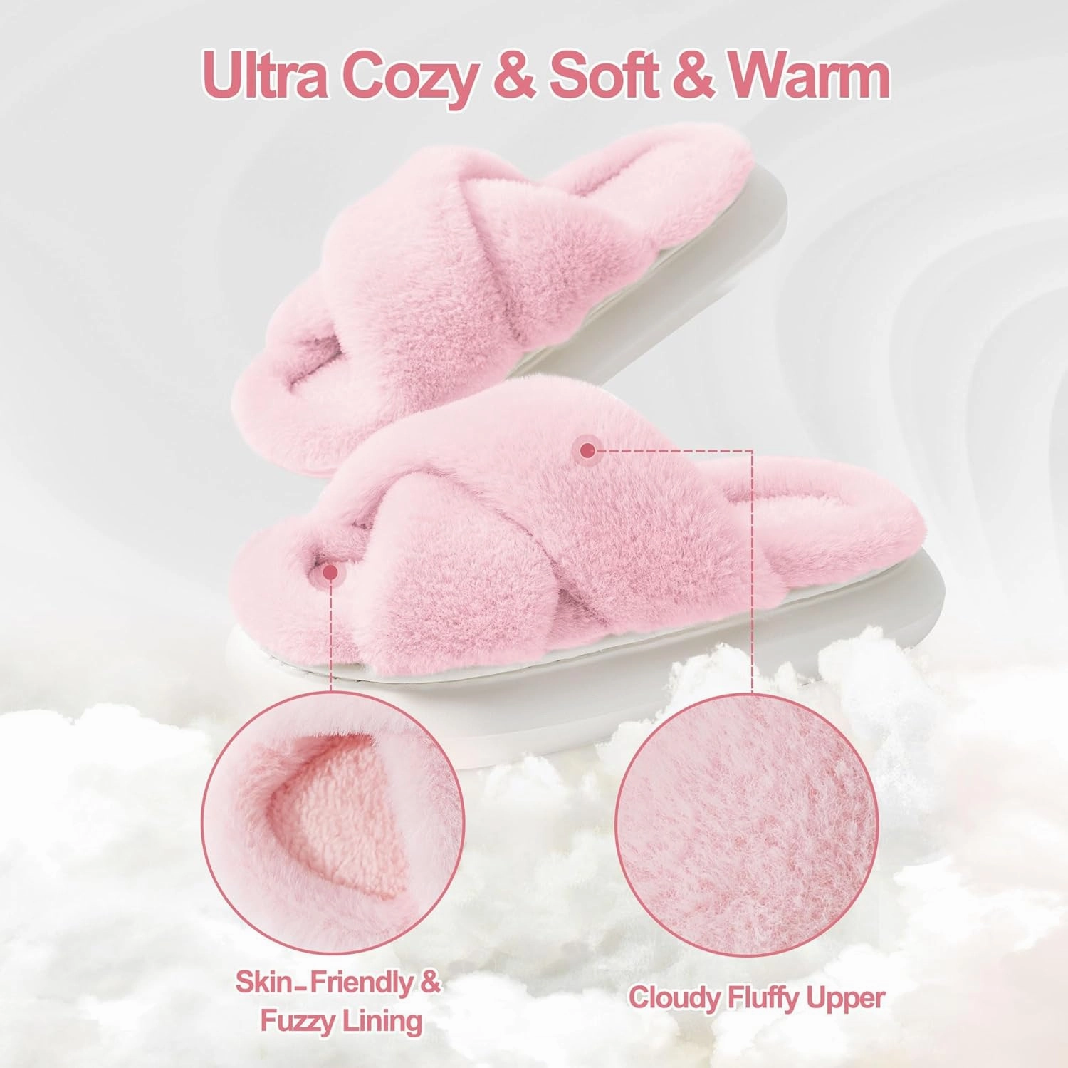 Cat Face Slippers for Women Soft Plush Fuzzy Kawaii Women's Slippers Ultra Comfy Cute House Shoes Open Toe Indoor Outdoor Soft Thick Sole