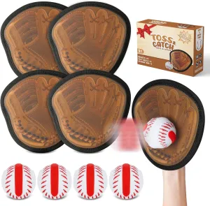 Catch and Toss Game for Toddlers Kids- 4Packs Outdoor Sport Game Toy Sticky Baseball Training Toy with Gloves Beach Pool Yard Games for Boys Girls Baseball Beginner Birthday Summer