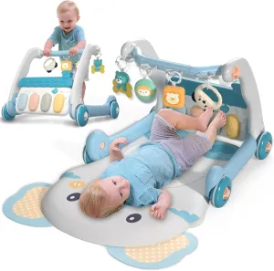 Caterbee 2 in 1 Baby Piano Play Mat & Standing Toy with musicial and Light (Blue)