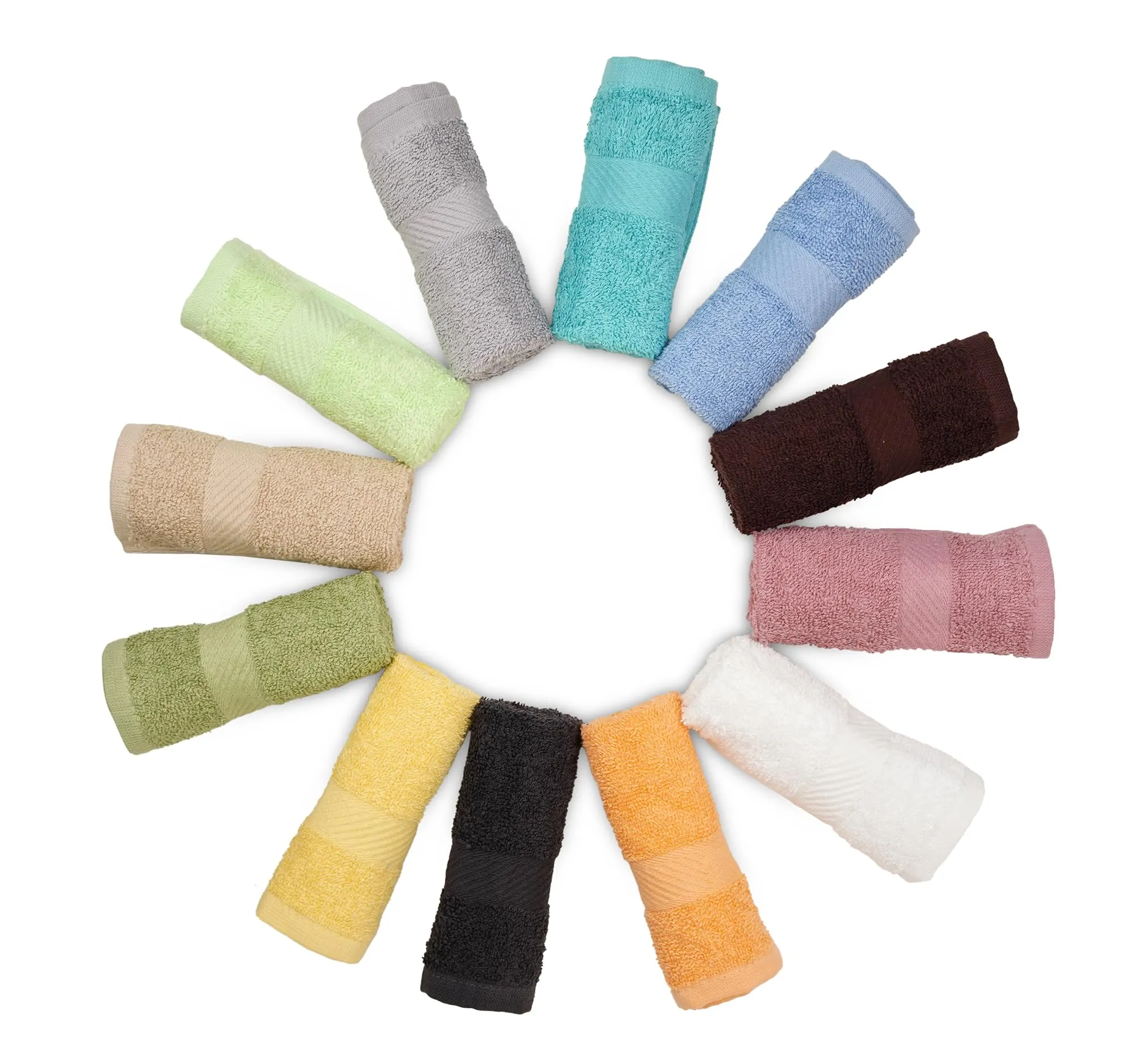 CH 100% Cotton Washcloths Pack of 12 - (12 x 12) - Ultra Soft Towels for Bathroom and Home, High Durability and Absorbency, Convenient and Stylish Wash Cloths - Bright Multicolors