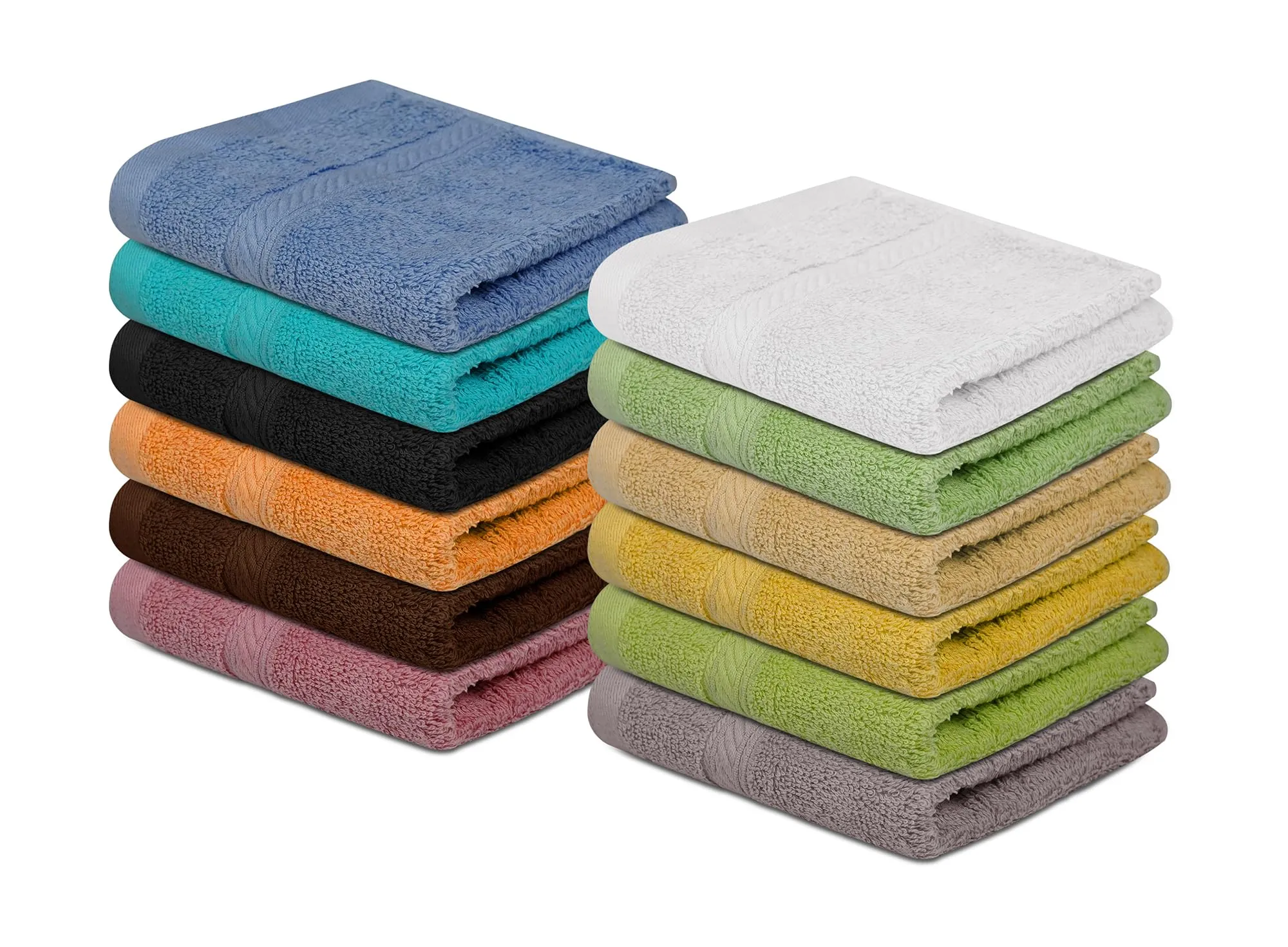 CH 100% Cotton Washcloths Pack of 12 - (12 x 12) - Ultra Soft Towels for Bathroom and Home, High Durability and Absorbency, Convenient and Stylish Wash Cloths - Bright Multicolors