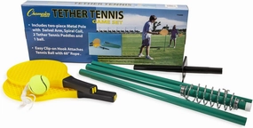 Champion Sports TTGAME Tetherball Tennis: Swingball Outdoor Lawn Game for Kids, Adults, and Families - Backyard Tether Kit with Tennis Ball and Paddle Set