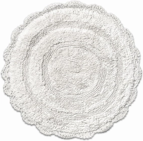 Chardin home White Crochet Bathrug,100% Cotton Round bathmat with artisanally Handcrafted Crochet Border, 24 Inch Diameter, Perfect for Half Baths, Powder Rooms, bathrooms