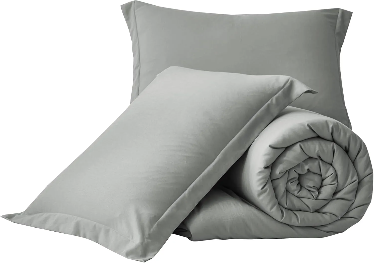 Chezmoi Collection Cliff 3-Piece Lightweight Cooling Comforter Set, Queen- Rayon Derived from Bamboo & Polyester Blended, Soft Breathable Bedding for Hot Sleepers, Light Gray