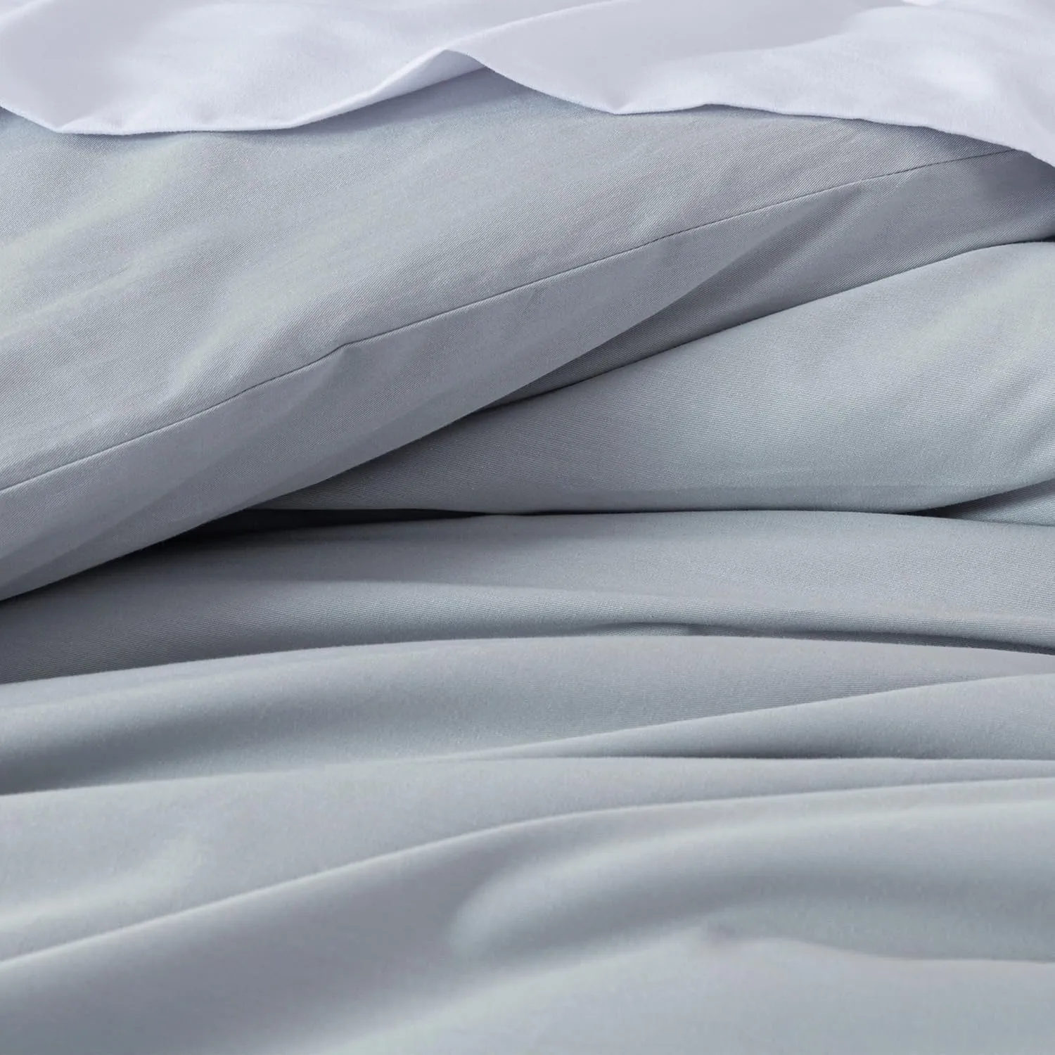 Chezmoi Collection Solid Silver Gray Cotton Comforter Set King Size, 3-Piece Luxury Soft Breathable Smooth Cooling 250TC Cotton Twill Lightweight Bedding Comforter for All Season